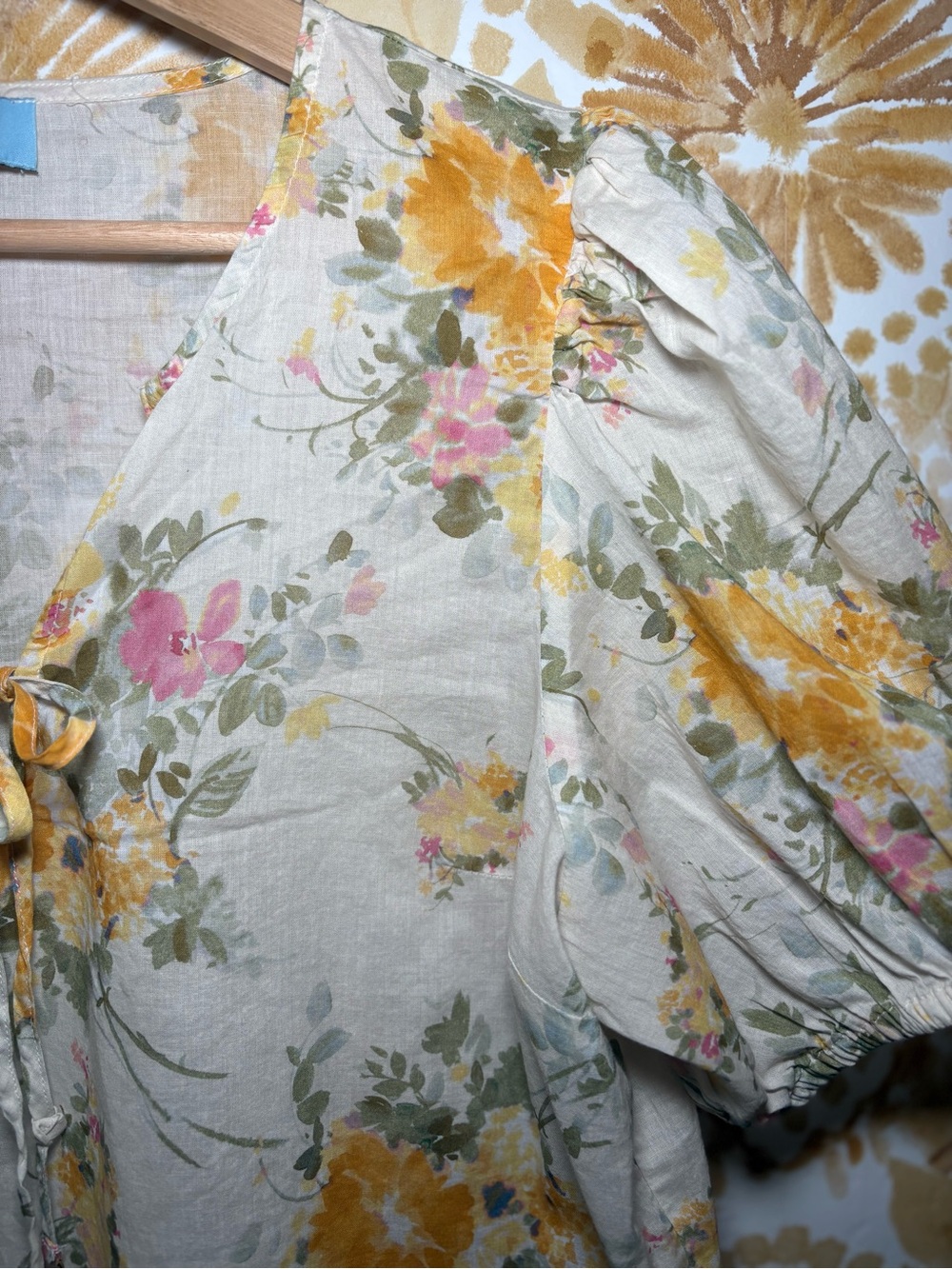CeCe Floral Peplum Blouse | Cottagecore Puff Sleeve Top | Feminine Spring - Picture 6 of 8